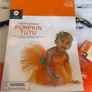 Orange Pumpkin Tutu Infant Costume Brand New 0-6 Months Headband Diaper Cover